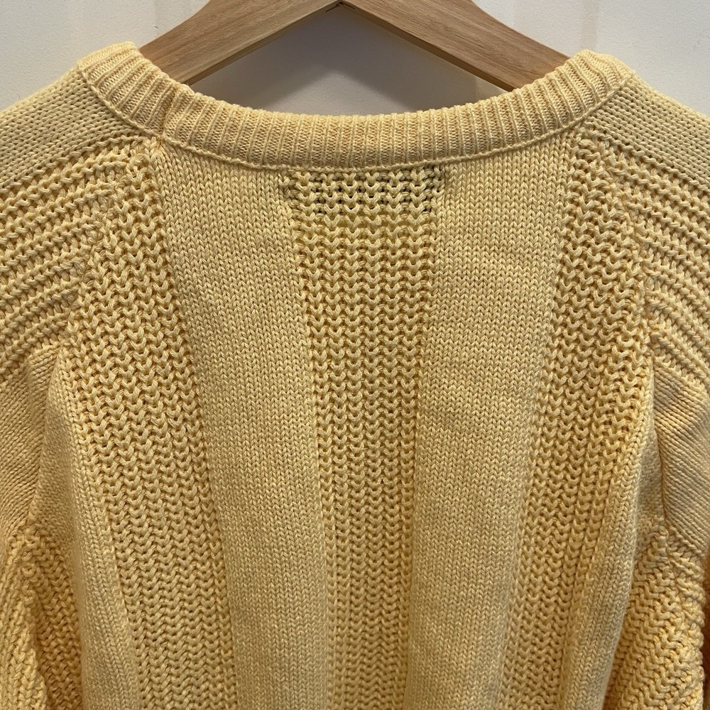 Vintage Yellow Jantzen‎ Chunky Knit Crewneck Cotton Sweater Mens L 90s Preppy - Picture 5 of 7
